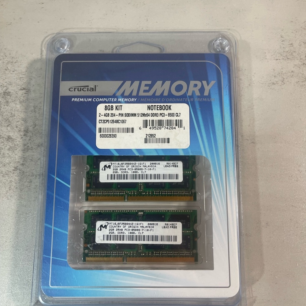 Crucial 8GB (2x4GB) Kit Laptop Notebook RAM Memory